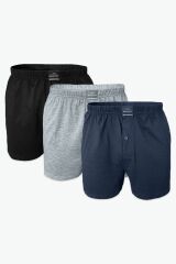 Malabadi 3 Lü Geniş Kalıp %100 Pamuk Boxer 3M024 M - Siyah-Gri-Füme