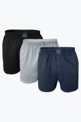 Malabadi 3 Lü Geniş Kalıp %100 Pamuk Boxer 3M024 XXL - Siyah-Gri-Füme