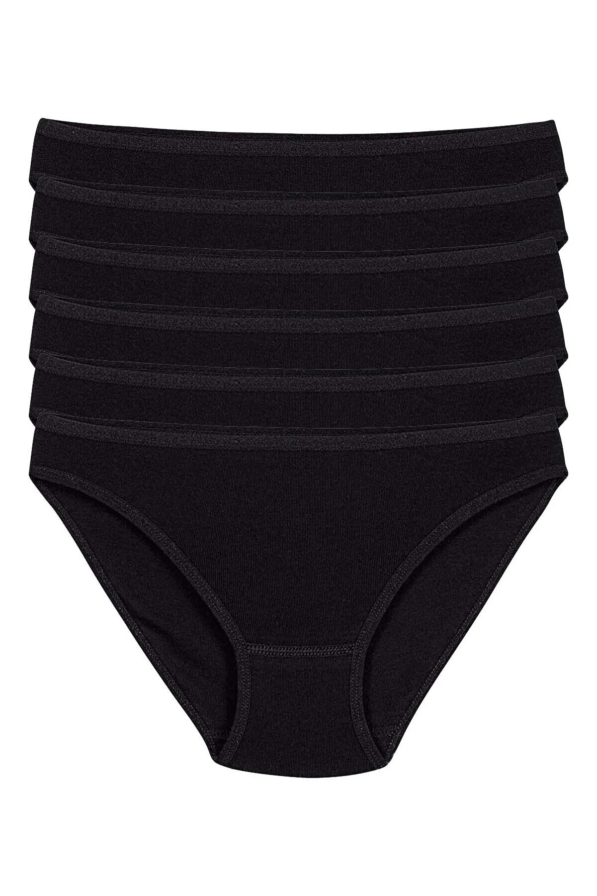 Yıldız Kadın 6'lı Paket %100 Pamuk Bikini Külot YLDZ-2122 M - Siyah