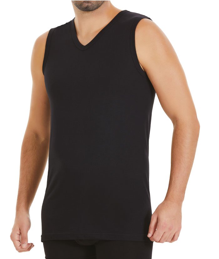 Yıldız Erkek Yazlık V Yaka Sıfır Kol Atlet 123 M - Siyah