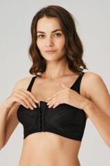 Anıl Kadın Toparlayıcı Minimizer Balensiz Desteksiz Dolgusuz Önden Açılan Sırt Destekli Medikal Sütyen (3651) 85D - Siyah