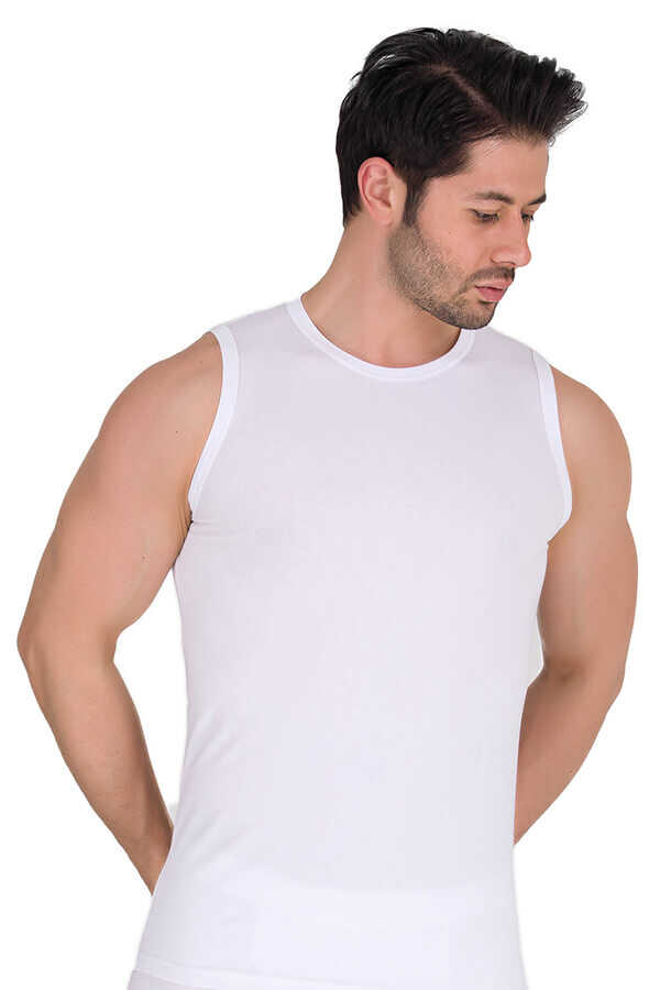 Berrak 6'lı Erkek Likralı Süprem Kolsuz Bisiklet Yaka 1026 XL - Beyaz