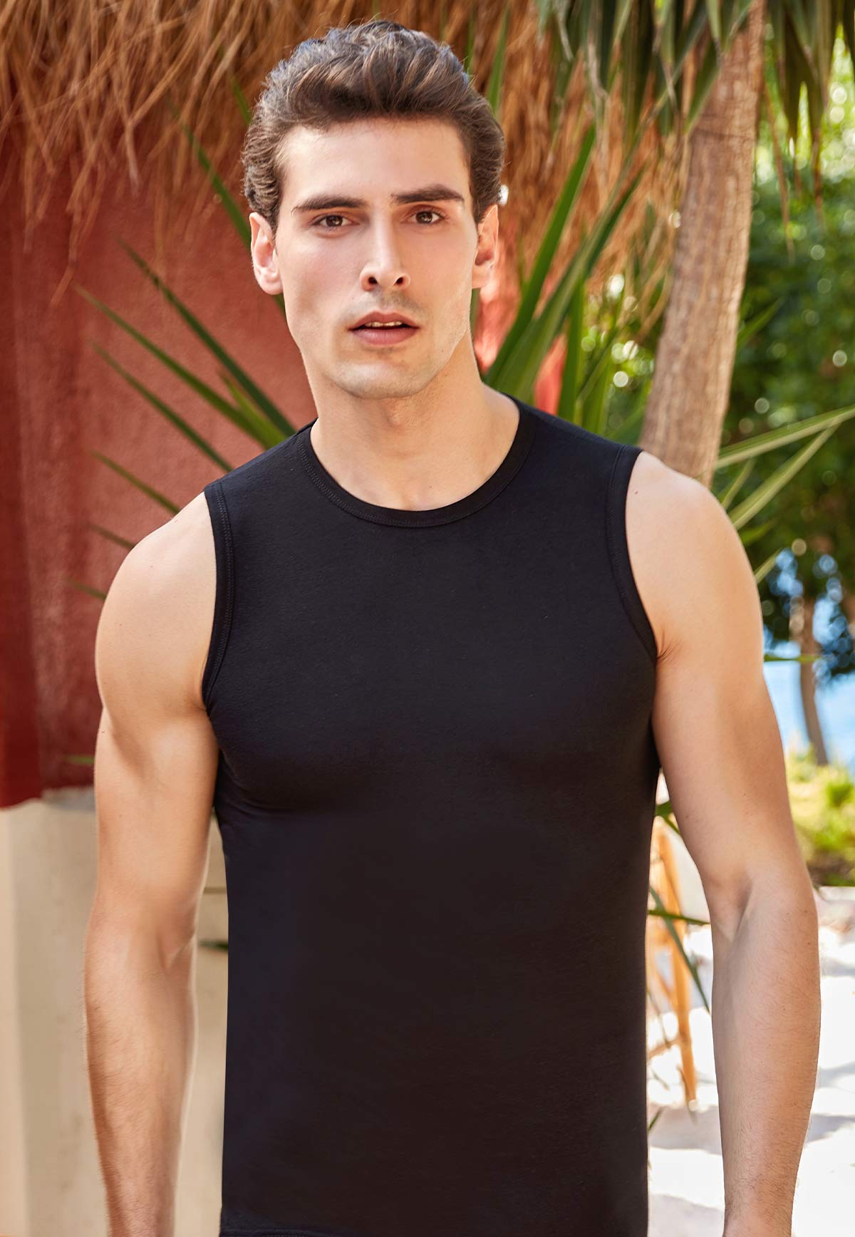 Berrak 6'lı Erkek Likralı Süprem Kolsuz Bisiklet Yaka 1026 L - Siyah