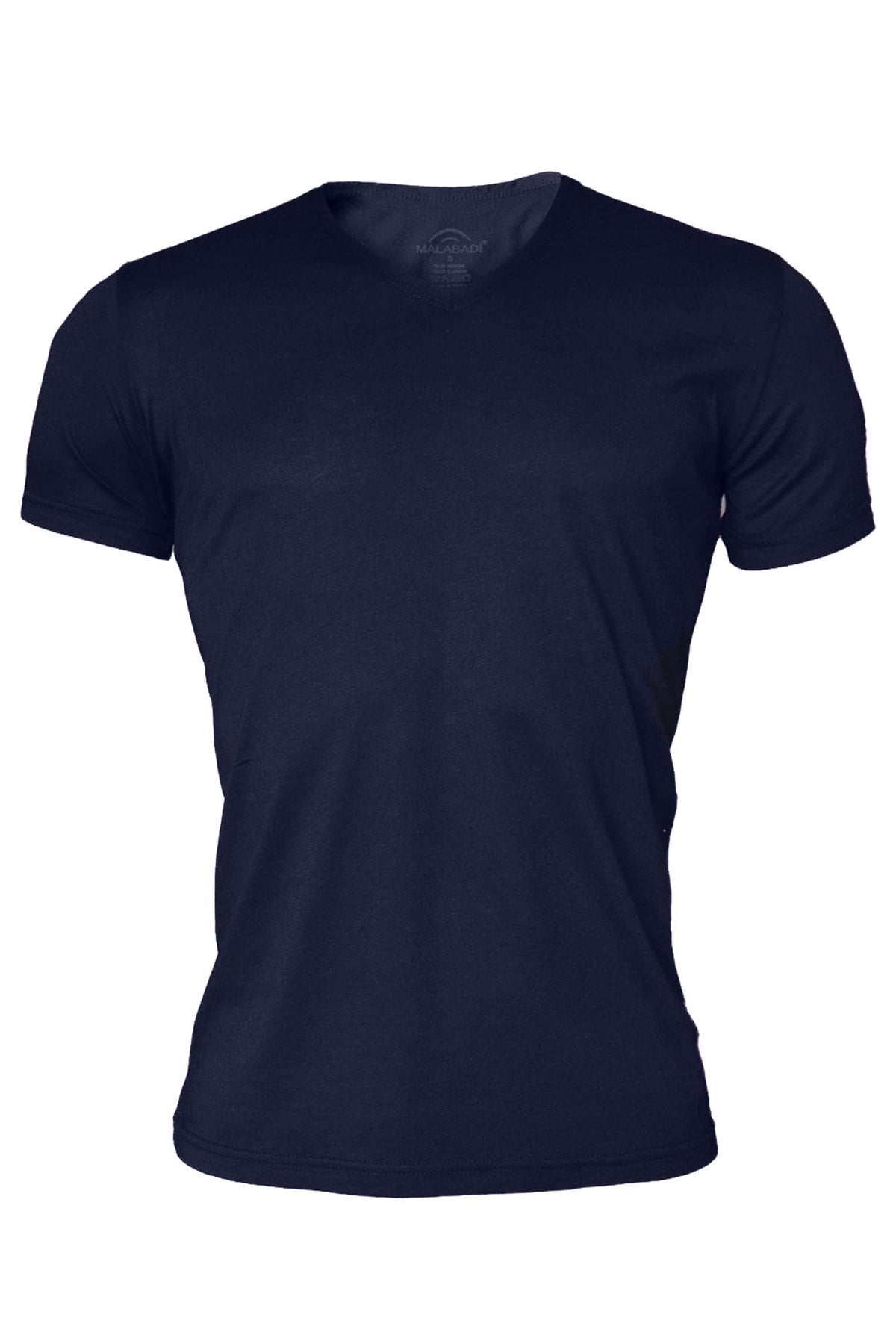 Erkek Lacivert Basic V Yaka İnce Modal Yaz Serinliği Tshirt 085 M