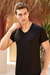 Berrak 6'lı Erkek Modal V Yaka Atlet 1036 S - Siyah