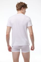 Malabadi Erkek Beyaz Basic Yuvarlak Yaka İnce Modal Yaz Serinliği Tshirt 084