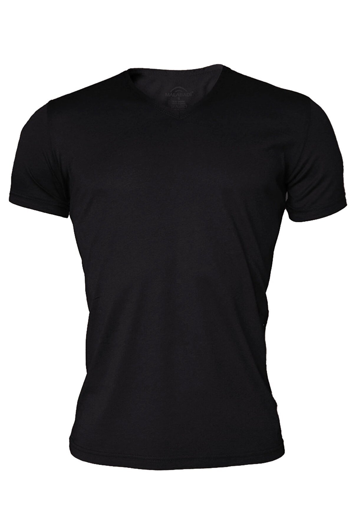Erkek Siyah Basic V Yaka İnce Modal Yaz Serinliği Tshirt 085 XL