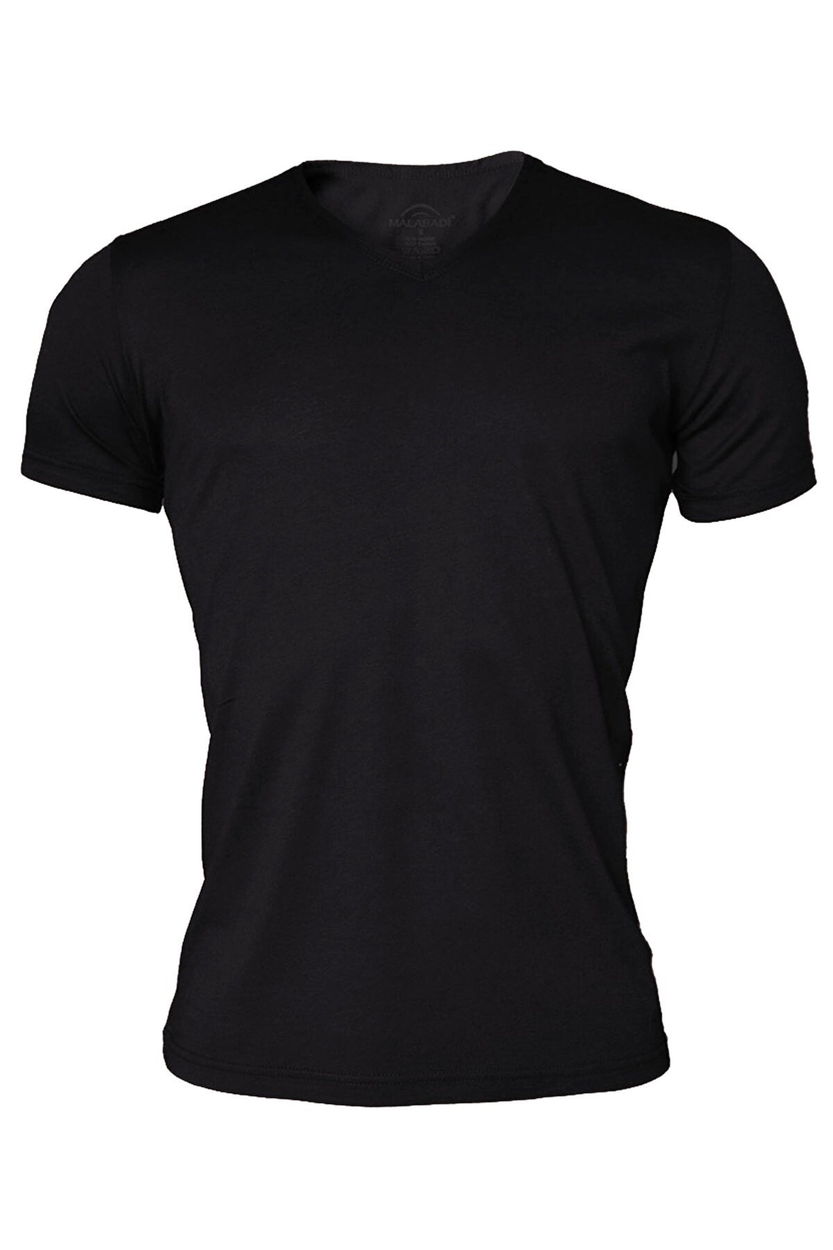 Erkek Siyah Basic V Yaka İnce Modal Yaz Serinliği Tshirt 085 XXL