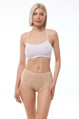 Malabadi Kadın 6 Lı Paket Pamuk Elastan Sabrina Yüksek Bel Slip Külot 114 XL - Ten Rengi