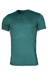 Erkek Yeşil Düğmeli Yaka İnce Modal Yaz Serinliği T-Shirt 083 L
