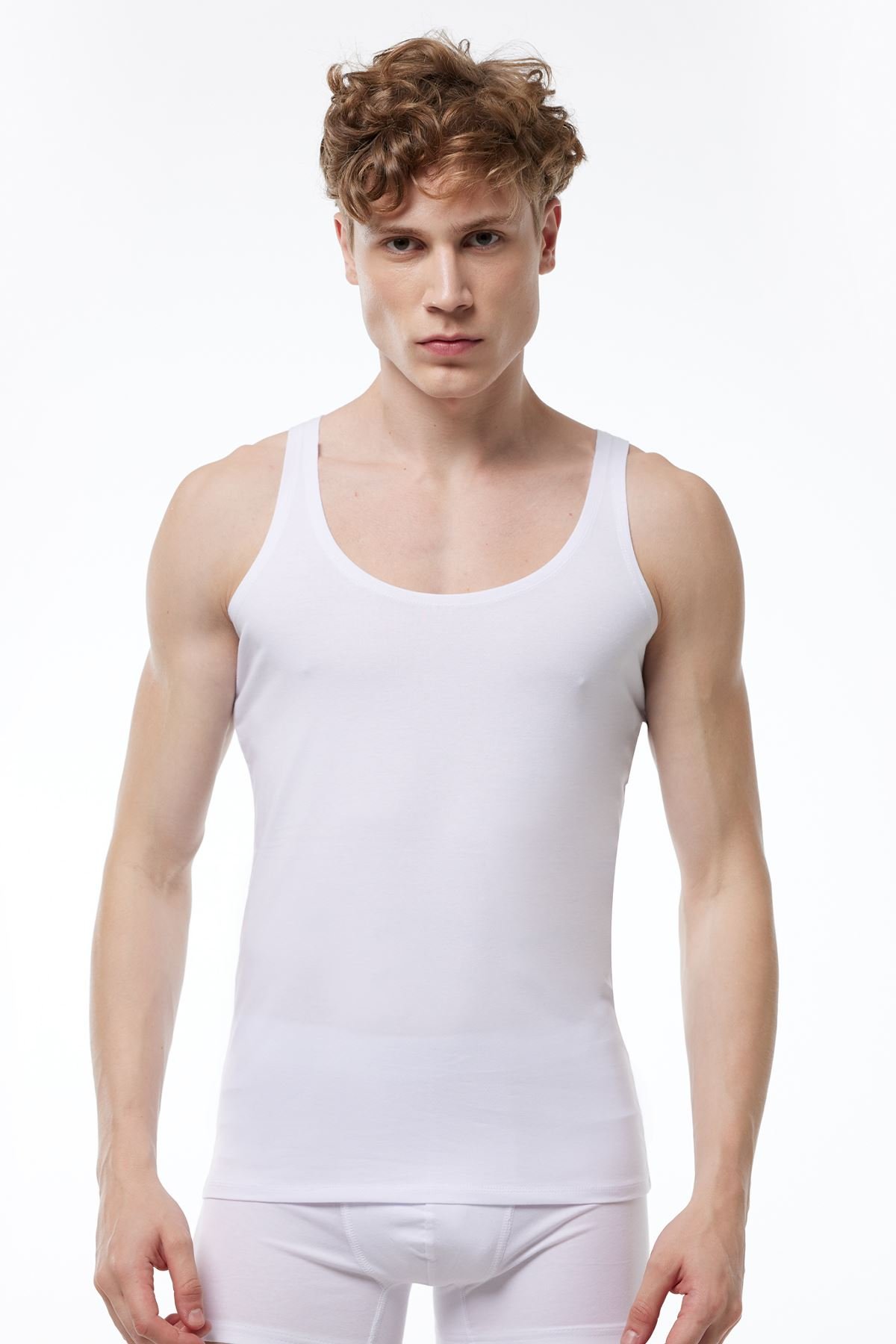 MALABADİ Erkek Ten Rengi İnce Askılı İz Yapmayan Modal Atlet 013 XXL - Beyaz