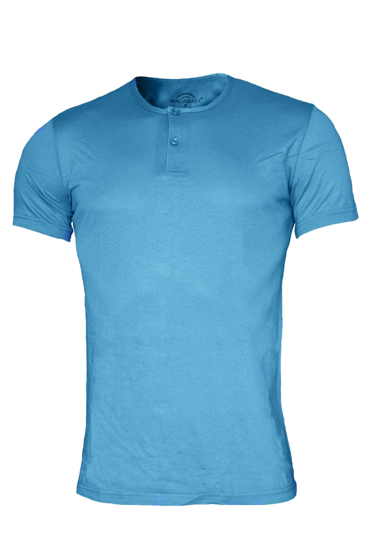 Erkek Mavi Düğmeli Yaka İnce Modal Yaz Serinliği T-Shirt 083 XXL