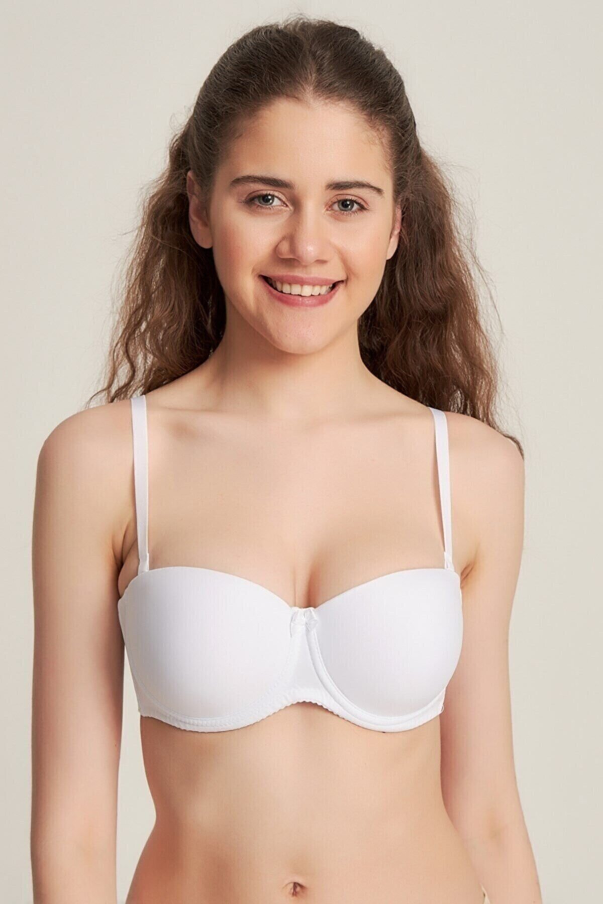 Nbb Kadın Dolgulu Straplez Sütyen 3520 Beyaz - 80B