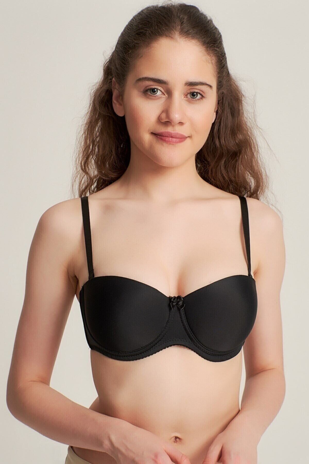 Nbb Kadın Dolgulu Straplez Sütyen 3520 Siyah - 80B