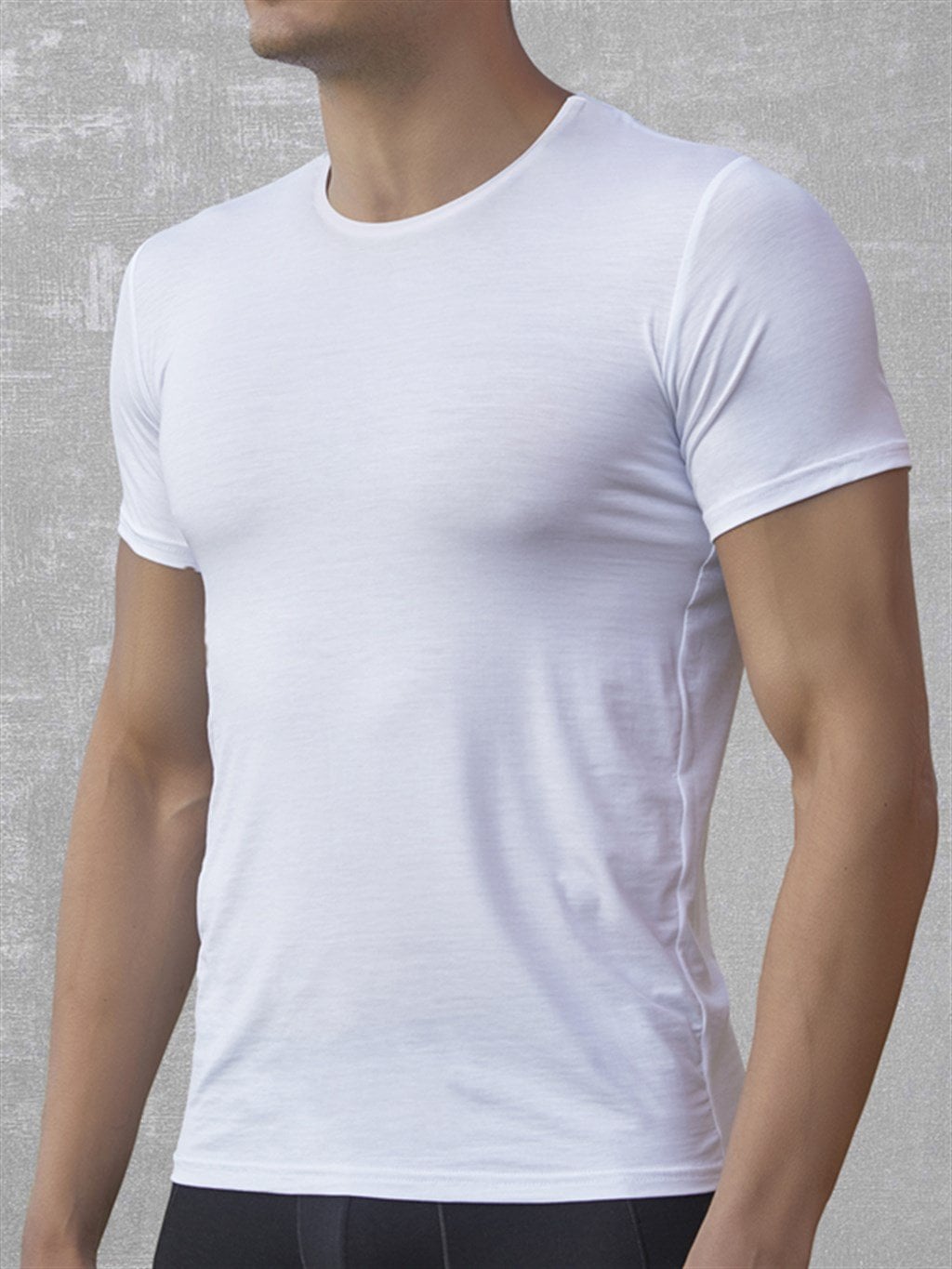 DOREANSE Erkek Basic Bisiklet Yaka T-Shirt 2566 S - Beyaz