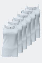 Malabadi Kadın Siyah Beyaz Ten 6 Lı Paket %100 Pamuk Ribana İp Askılı Atlet 105-E S - Beyaz