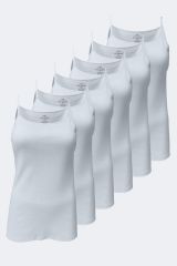 Malabadi Kadın Siyah Beyaz Ten 6 Lı Paket %100 Pamuk Ribana İp Askılı Atlet 105-E XL - Beyaz