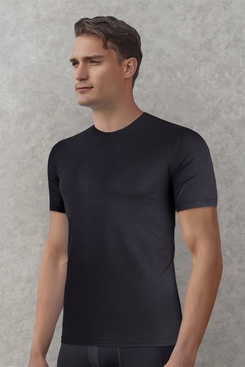 DOREANSE Erkek Basic Bisiklet Yaka T-Shirt 2566 XXL - Siyah