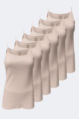 Malabadi Kadın Siyah Beyaz Ten 6 Lı Paket %100 Pamuk Ribana İp Askılı Atlet 105-E 3XL - Ten Rengi