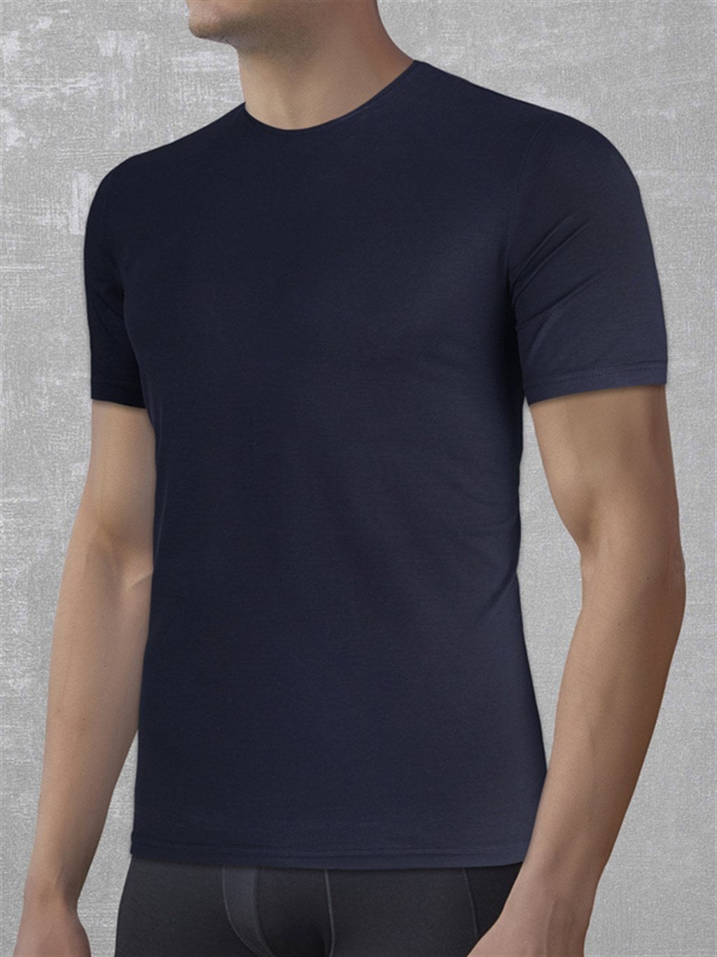 DOREANSE Erkek Basic Bisiklet Yaka T-Shirt 2566 XXL - Lacivert