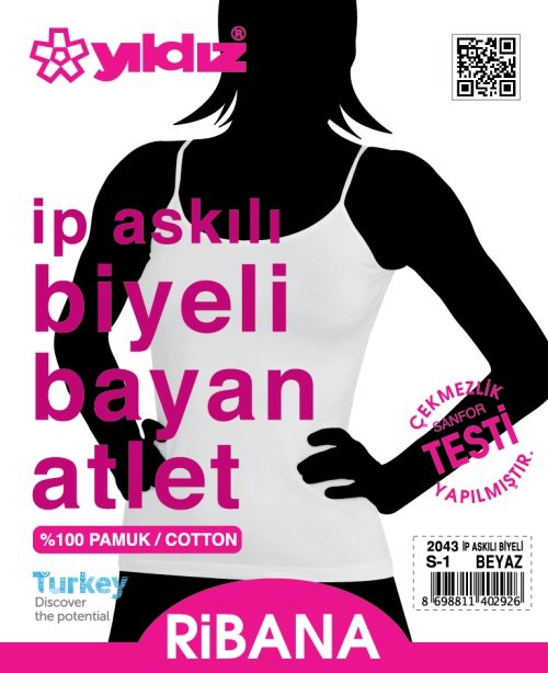 Yıldız Kadın Biyeli İp Askılı Atlet 2043 S - Beyaz