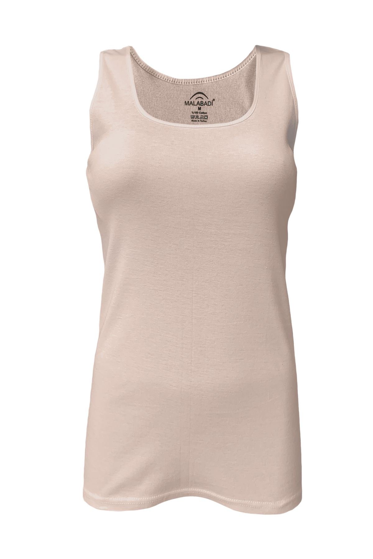 Malabadi Siyah Beyaz Ten Kadın 6 Lı Paket %100 Pamuk Ribana Kalın Askılı Atlet 106-E XXL - Ten Rengi