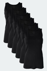 Malabadi Kadın Beyaz 6 Lı Paket %100 Pamuk Ribana Kalın Askılı Atlet 106-E M - Siyah