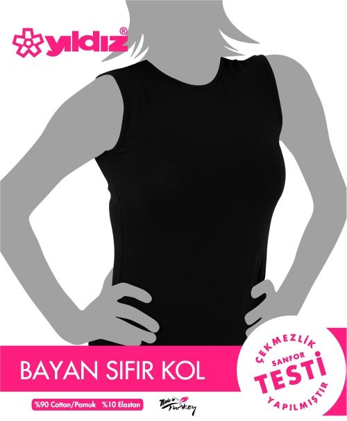 Yıldız Kadın Likralı Sıfır Kol Atlet 2235 XL - Siyah