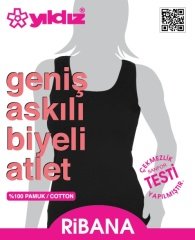 Yıldız Kadın Biyeli Geniş Askılı Atlet 2038 M - Siyah