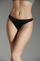 New Panty Lazer Kesim Slikonlu Tanga S - Siyah